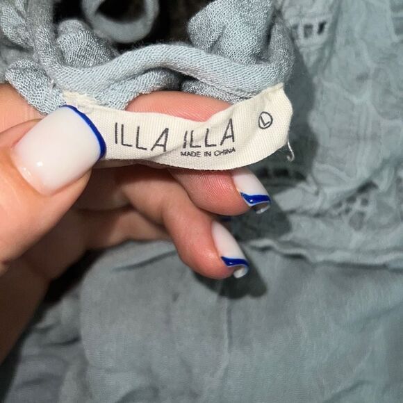 ILLA ILLA Blue Lace Raw Hem Top - Picture 4 of 7
